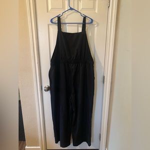 SHEIN Curve Black Button Overall Jumpsuit